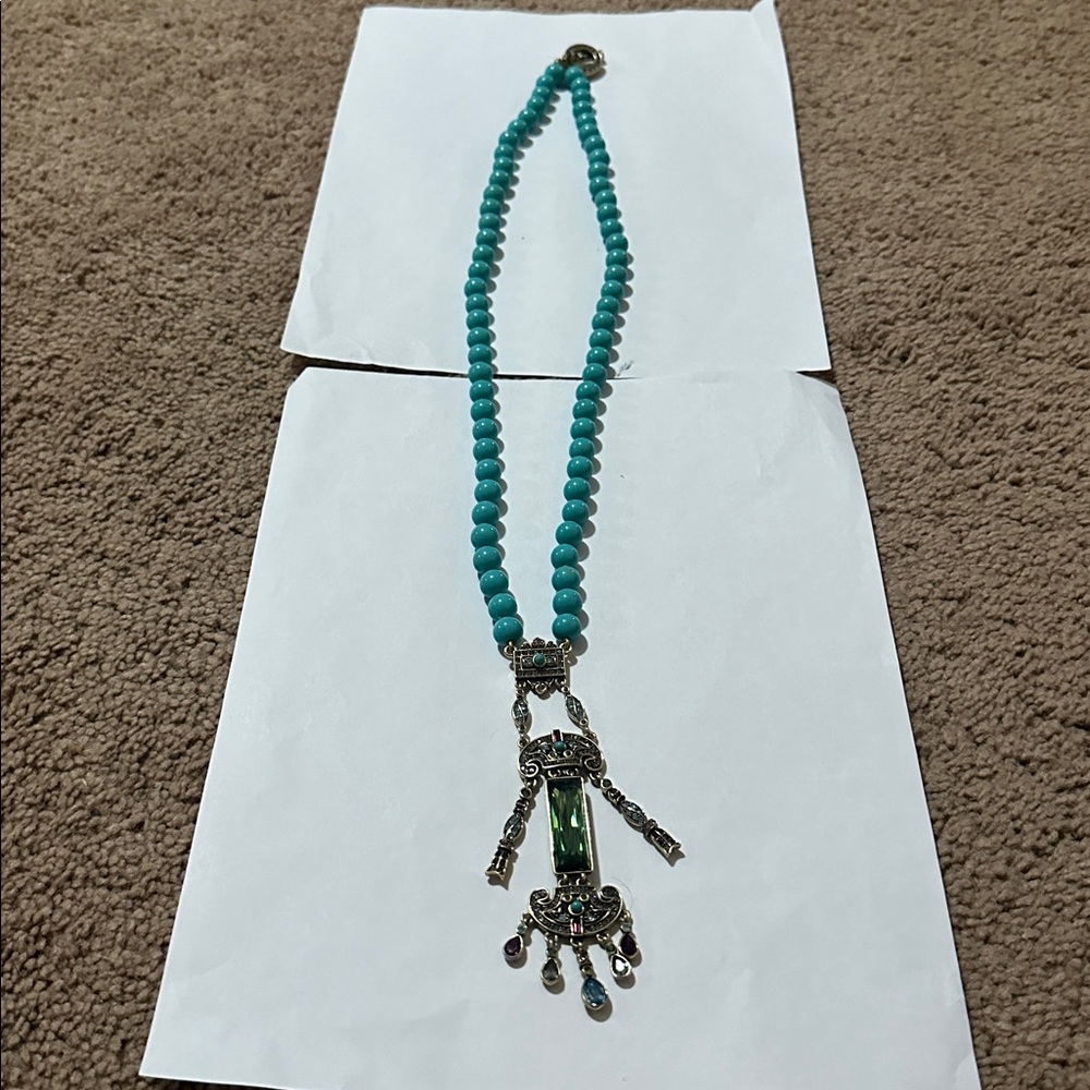 Heidi Daus Crystal Drop Turquoise Necklace